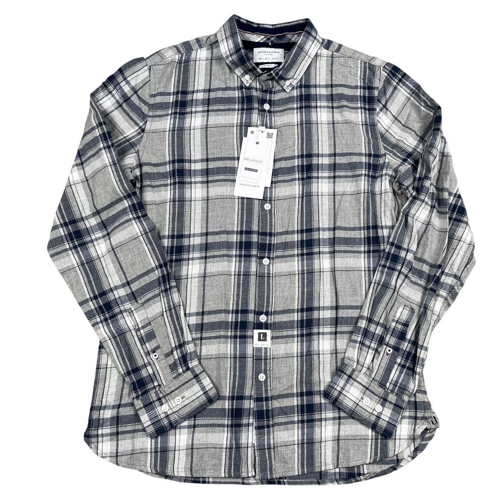 NWT Denim & Flower Button Down Shirt Mens Large Slim Fit Melange Grey